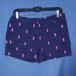 Cambridge Dry Goods Navy Pineapple Shorts Size 6 Stretch Casual Summer